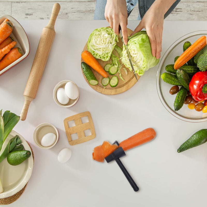 TXIN Carrot Curler and Peeler, Black Carrot Spiral Shred Slicer Root Vegetables Fruits Slicer Sharpener Garnishing Tool - Image 4